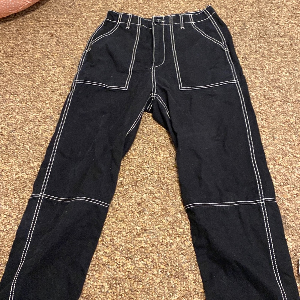Black jeans with white seams